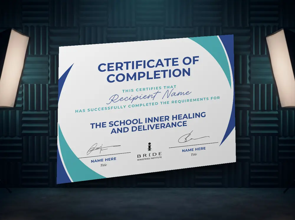 The Certificate of Completion from Bride Ministries Institute