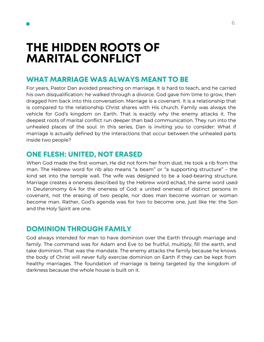 A teaching page from chapter one, with a bold title over subheadings and paragraphs of teaching.