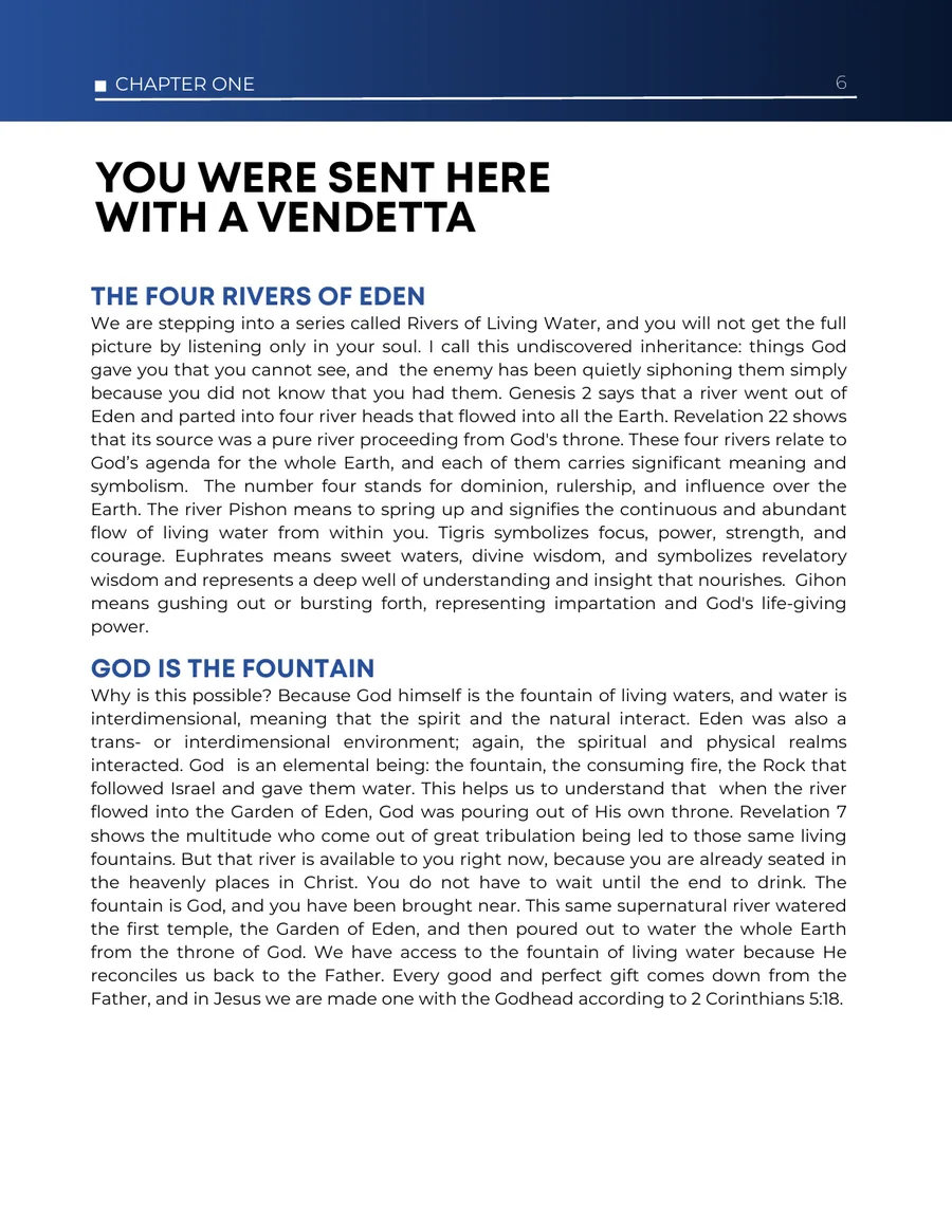 A teaching page from chapter one, with a bold title over subheadings and paragraphs of teaching.