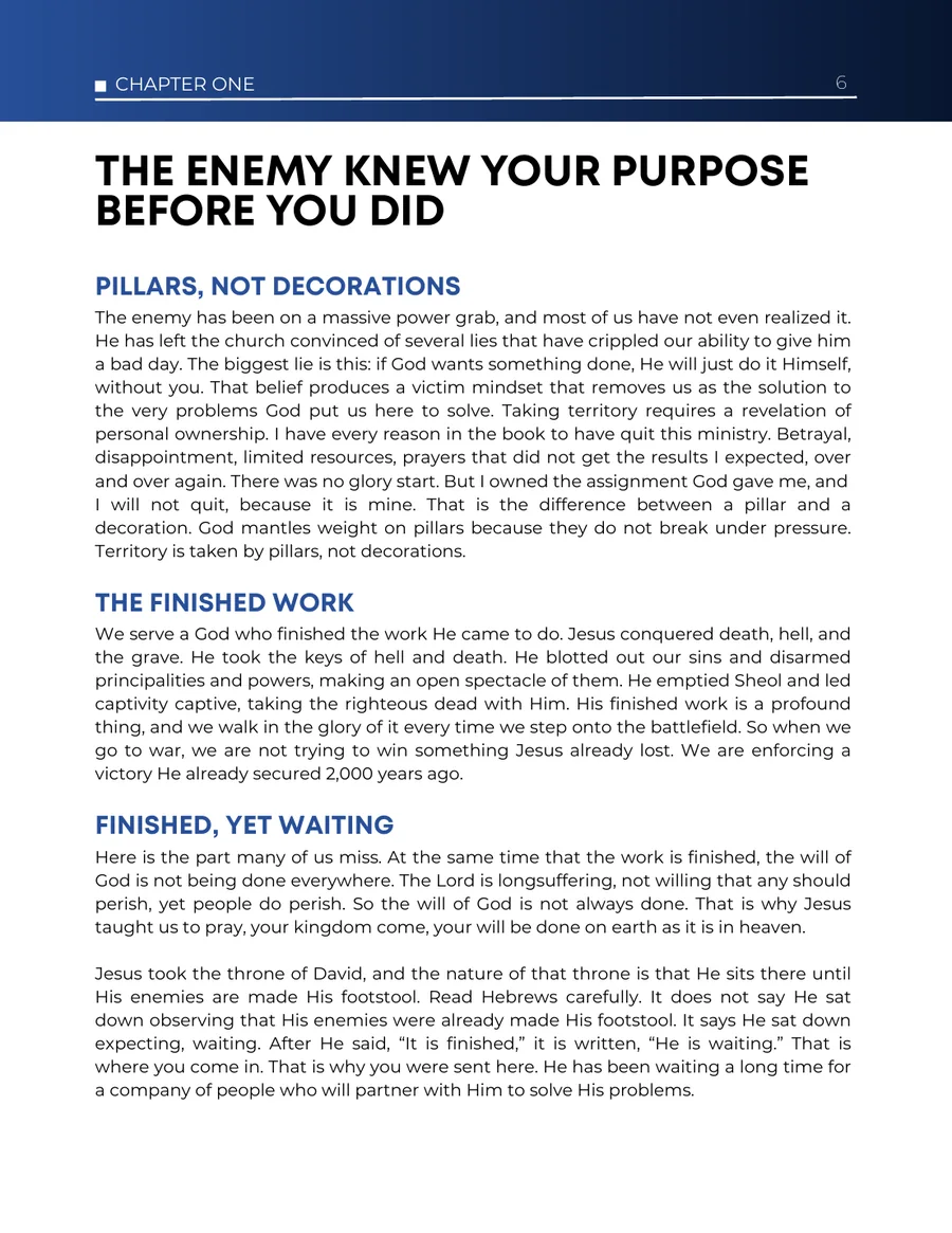 A teaching page from chapter one, with a bold title over subheadings and paragraphs of teaching.
